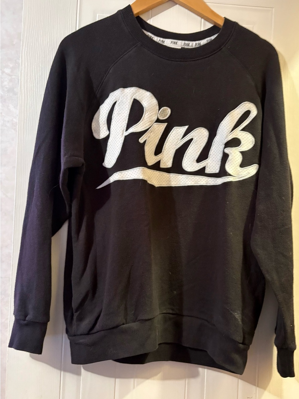 PINK Victoria's Secret Black Sweatshirt with White Script Logo